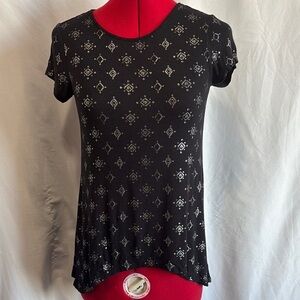 George Black and White Graphic Asymmetrical T-Shirt LL117